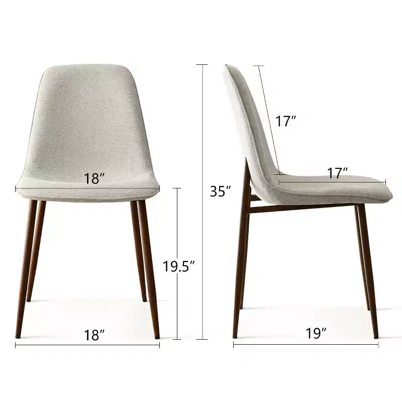 Chaises de salle à manger sans accoudoirs, dossier incurvé, rembourrées beiges / grises / vertes, lot de 4