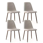 Chaises de salle à manger sans accoudoirs, dossier incurvé, rembourrées beiges / grises / vertes, lot de 4