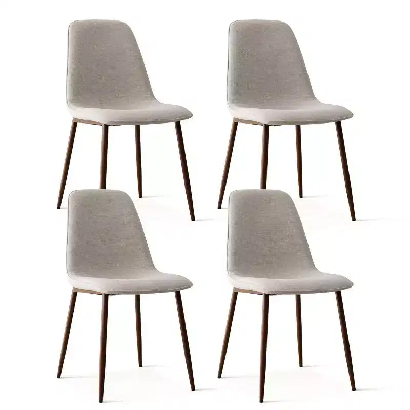 Chaises de salle à manger sans accoudoirs, dossier incurvé, rembourrées beiges / grises / vertes, lot de 4