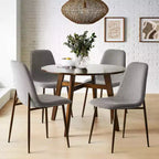 Chaises de salle à manger sans accoudoirs, dossier incurvé, rembourrées beiges / grises / vertes, lot de 4