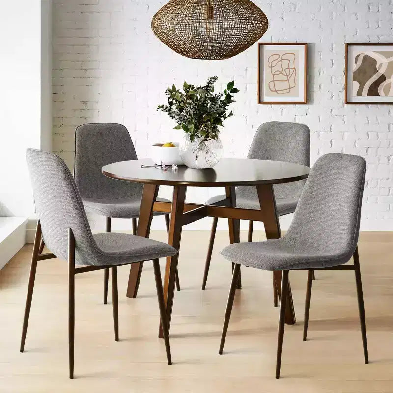 Chaises de salle à manger sans accoudoirs, dossier incurvé, rembourrées beiges / grises / vertes, lot de 4