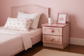 Royal Hampton 2 Drawer Wooden Nightstand with Heart Knob Pulls, Pink