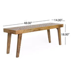 Banc de salle à manger fait main en bois de manguier – Marron naturel