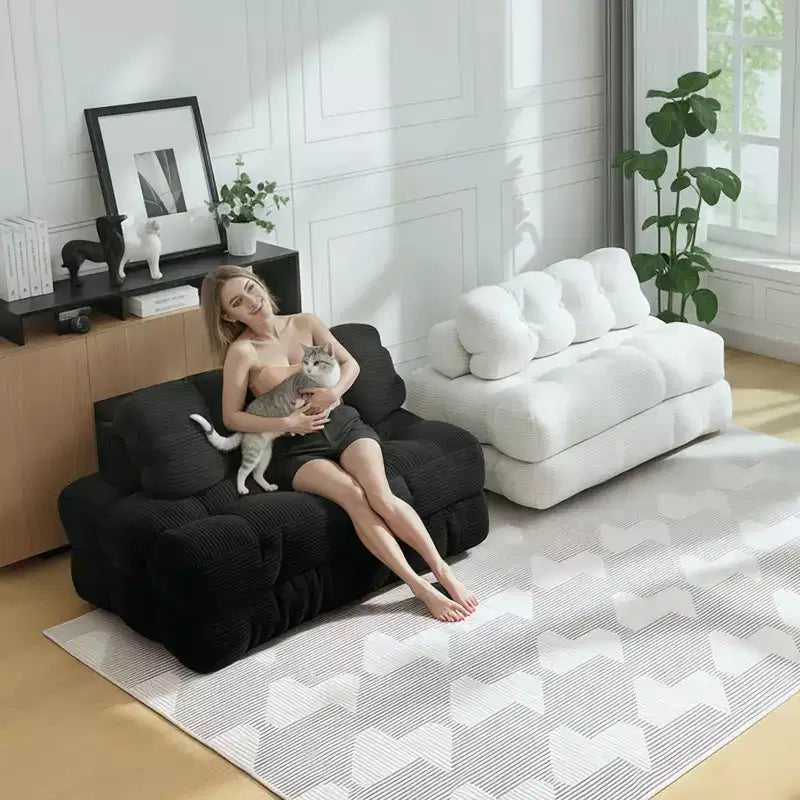 Canapé-lit d'appoint pliant – Beige / Noir / Gris foncé, 1 place