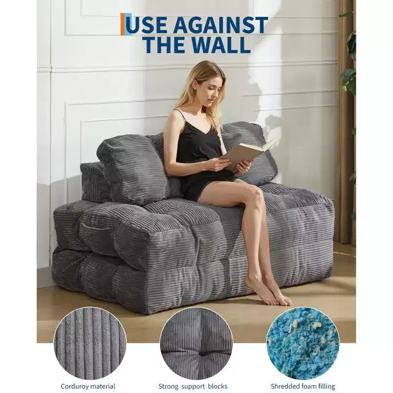Canapé-lit d'appoint pliant – Beige / Noir / Gris foncé, 1 place