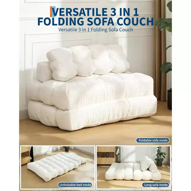 Canapé-lit d'appoint pliant – Beige / Noir / Gris foncé, 1 place