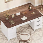 Bureau de direction de ferme avec station de recharge – Noyer brun / blanc, 1 personne