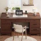 Bureau de direction de ferme avec station de recharge – Noyer brun / blanc, 1 personne