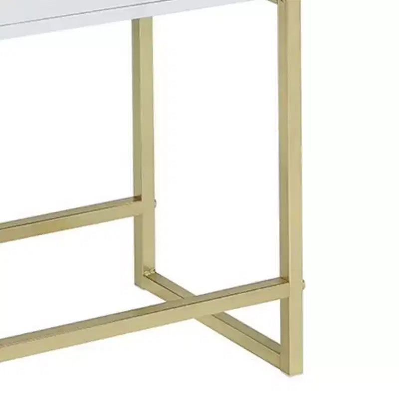 Table d'appoint – Plateau blanc / Structure en métal doré