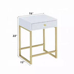 Table d'appoint – Plateau blanc / Structure en métal doré