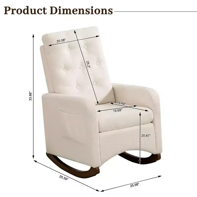 Fauteuil à bascule d'appoint rembourré – Gris / Blanc, 1 place