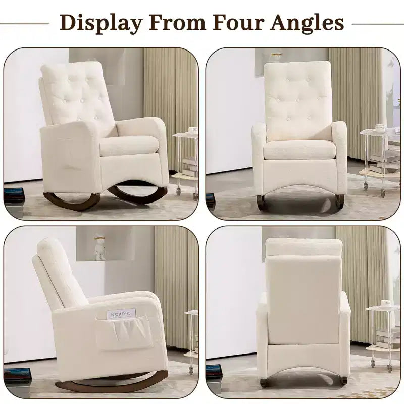 Fauteuil à bascule d'appoint rembourré – Gris / Blanc, 1 place