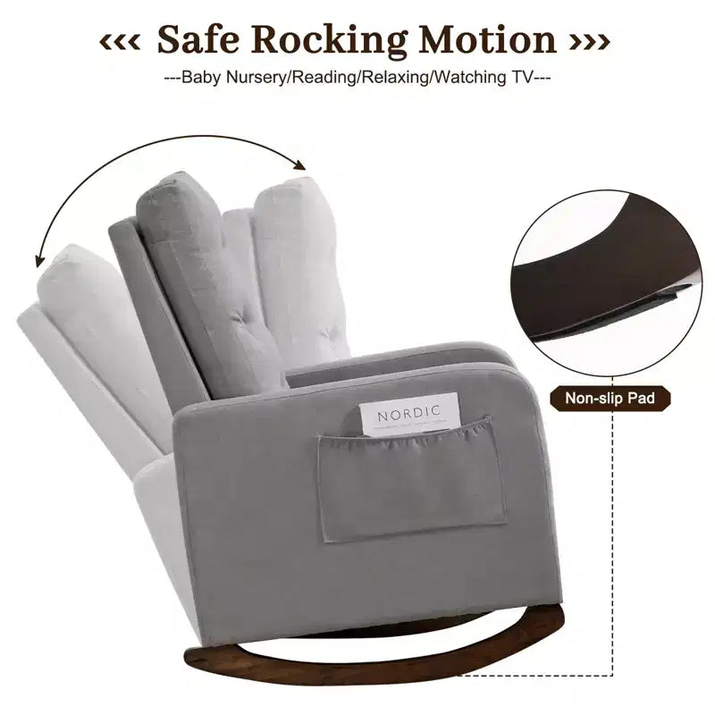 Fauteuil à bascule d'appoint rembourré – Gris / Blanc, 1 place