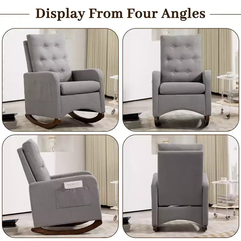 Fauteuil à bascule d'appoint rembourré – Gris / Blanc, 1 place