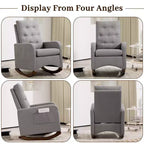 Fauteuil à bascule d'appoint rembourré – Gris / Blanc, 1 place