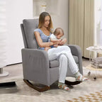 Fauteuil à bascule d'appoint rembourré – Gris / Blanc, 1 place