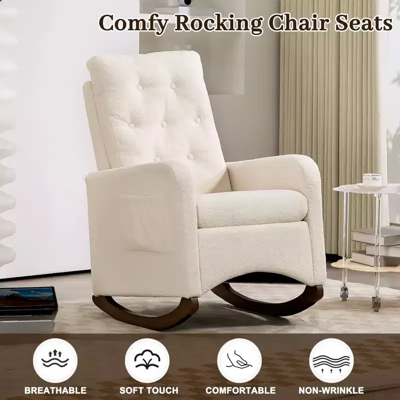 Fauteuil à bascule d'appoint rembourré – Gris / Blanc, 1 place