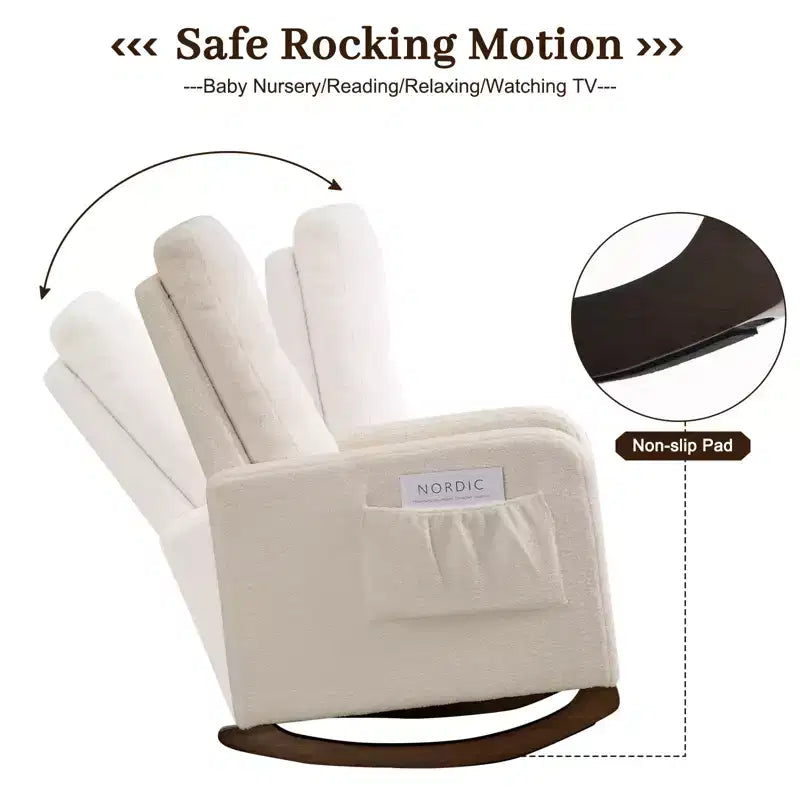Fauteuil à bascule d'appoint rembourré – Gris / Blanc, 1 place