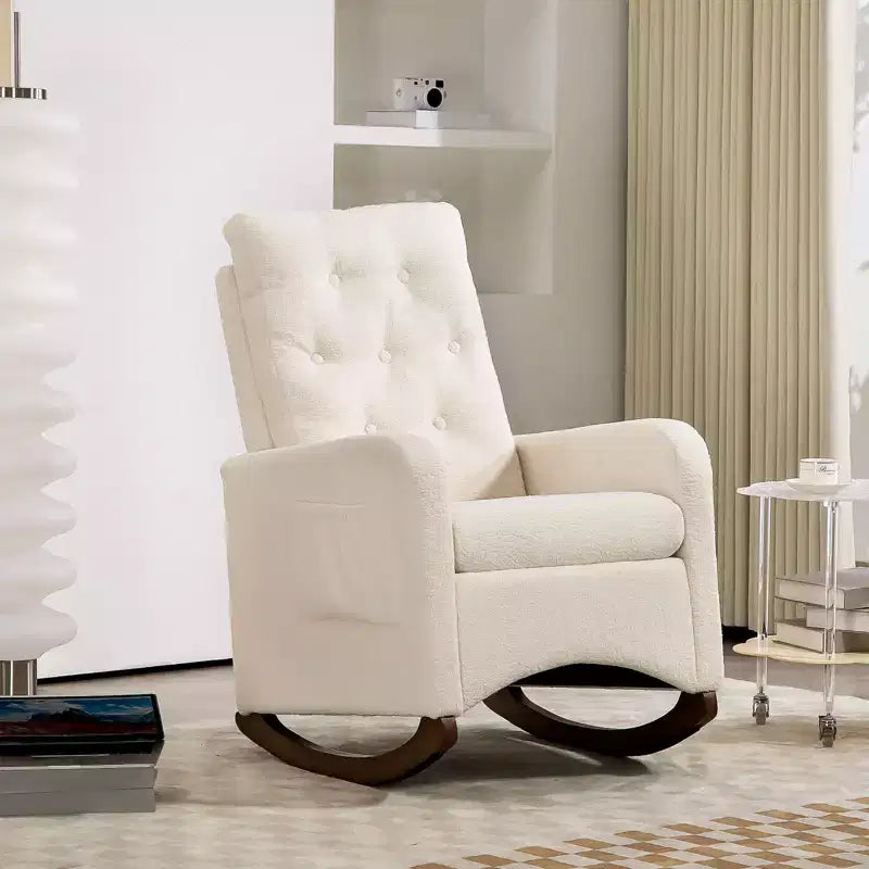 Fauteuil à bascule d'appoint rembourré – Gris / Blanc, 1 place