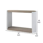 Table console ovale – Blanc laqué brillant / Marron
