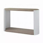 Table console ovale – Blanc laqué brillant / Marron