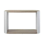 Table console ovale – Blanc laqué brillant / Marron
