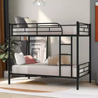 Bellemave Twin Over Twin Metal Bunk Bed, Sturdy Steel Frame, Black Finish, Converts to Two Twin Beds, Heavy-Duty Slats, No Box Spring Needed