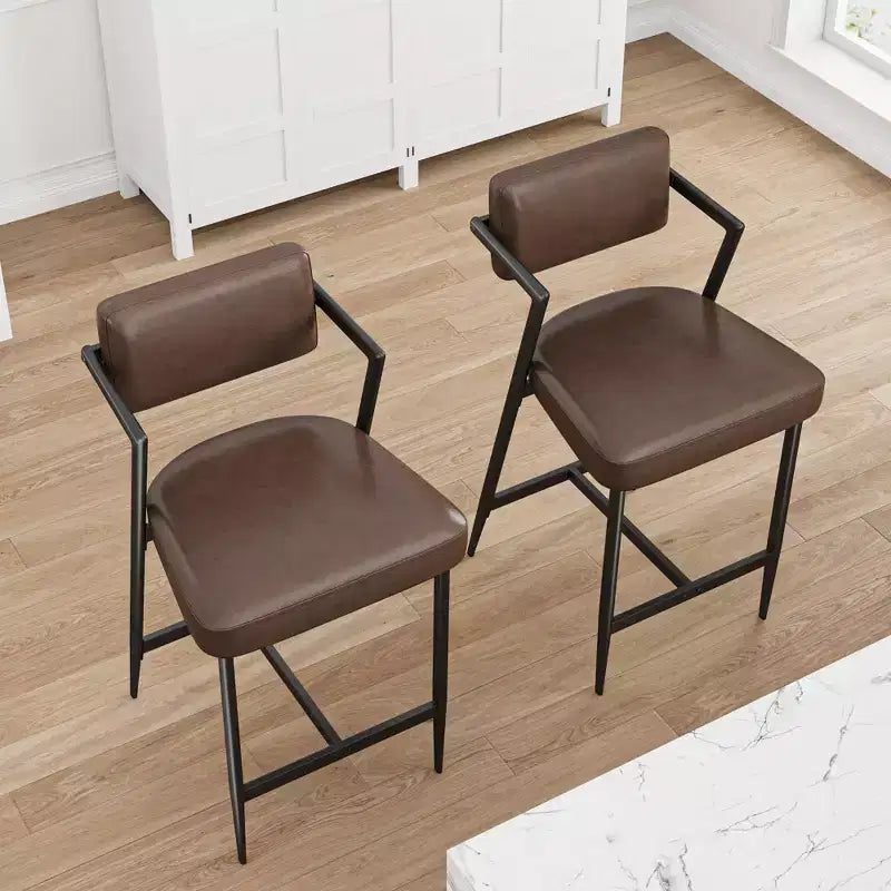 Tabourets de bar hauteur comptoir, lot de 2 – Noir / Marron / Vert, 2 places