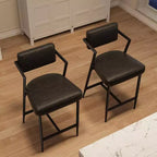 Tabourets de bar hauteur comptoir, lot de 2 – Noir / Marron / Vert, 2 places
