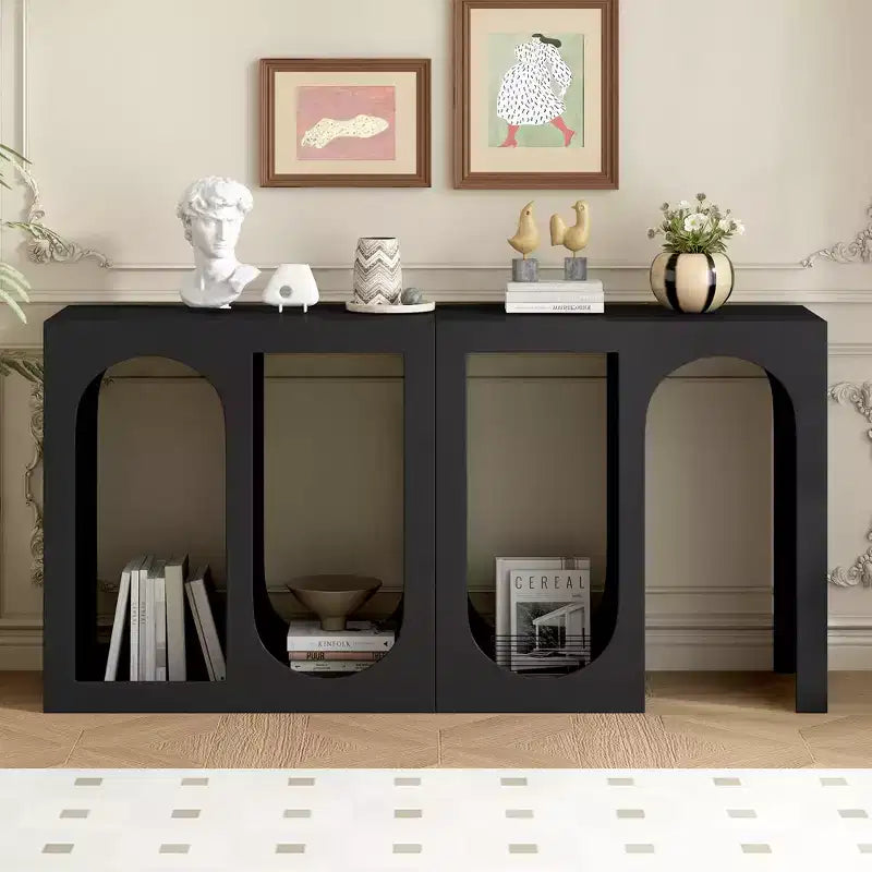 Console modulaire – Noir, design incurvé