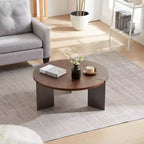 Table Basse Ronde – Noyer / Noir, Style Moderne