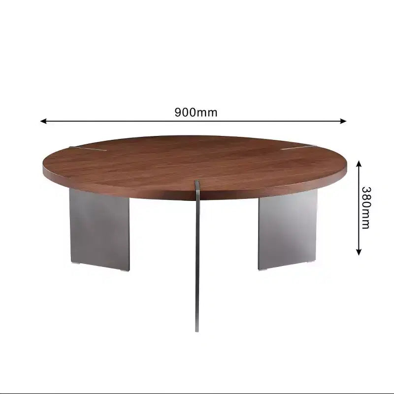 Table Basse Ronde – Noyer / Noir, Style Moderne