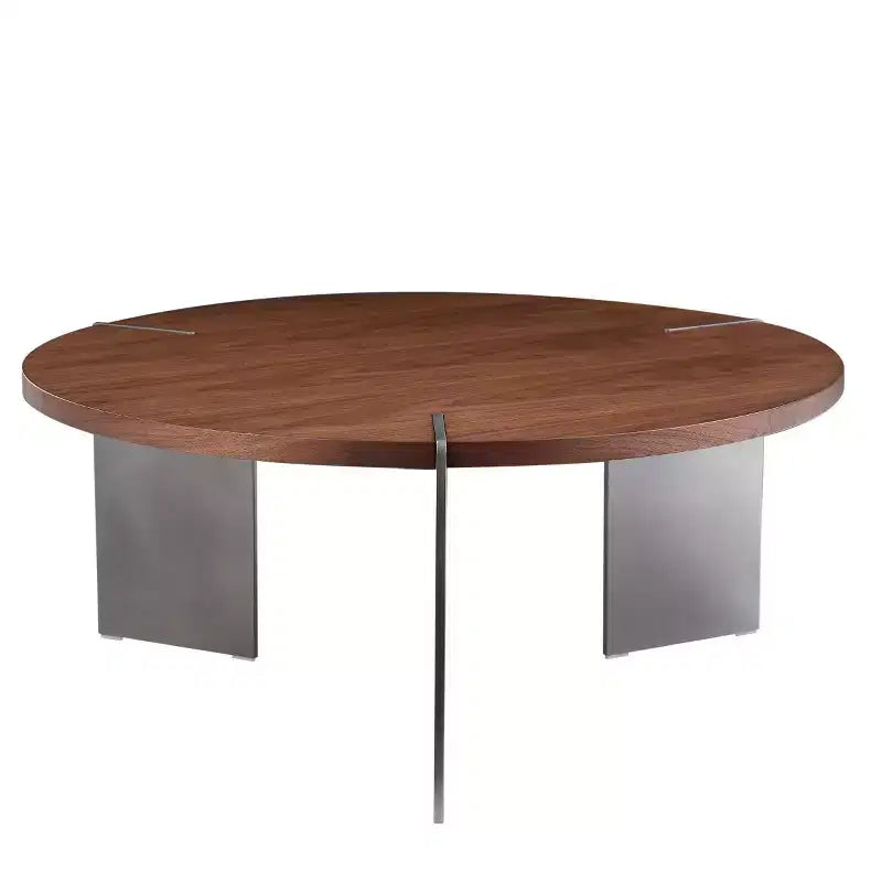 Table Basse Ronde – Noyer / Noir, Style Moderne