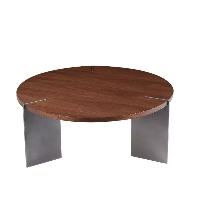 Table Basse Ronde – Noyer / Noir, Style Moderne