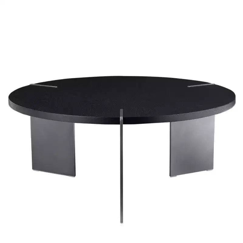 Table Basse Ronde – Noyer / Noir, Style Moderne