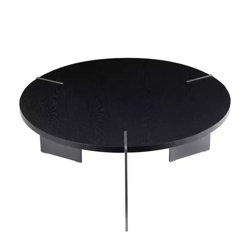 Table Basse Ronde – Noyer / Noir, Style Moderne