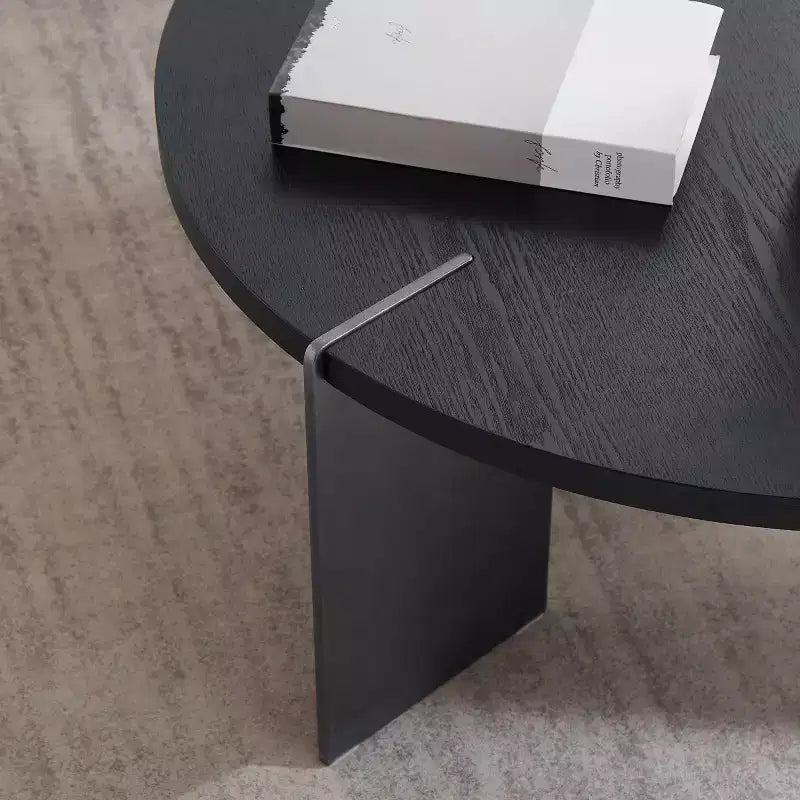 Table Basse Ronde – Noyer / Noir, Style Moderne