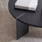 Table Basse Ronde – Noyer / Noir, Style Moderne