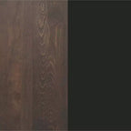 Table de salle à manger haute – Plateau marron foncé ou naturel / Base noire, 4 places