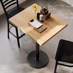 Table de salle à manger haute – Plateau marron foncé ou naturel / Base noire, 4 places