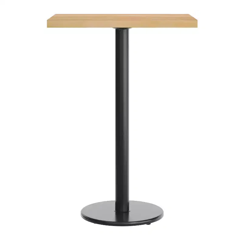 Table de salle à manger haute – Plateau marron foncé ou naturel / Base noire, 4 places