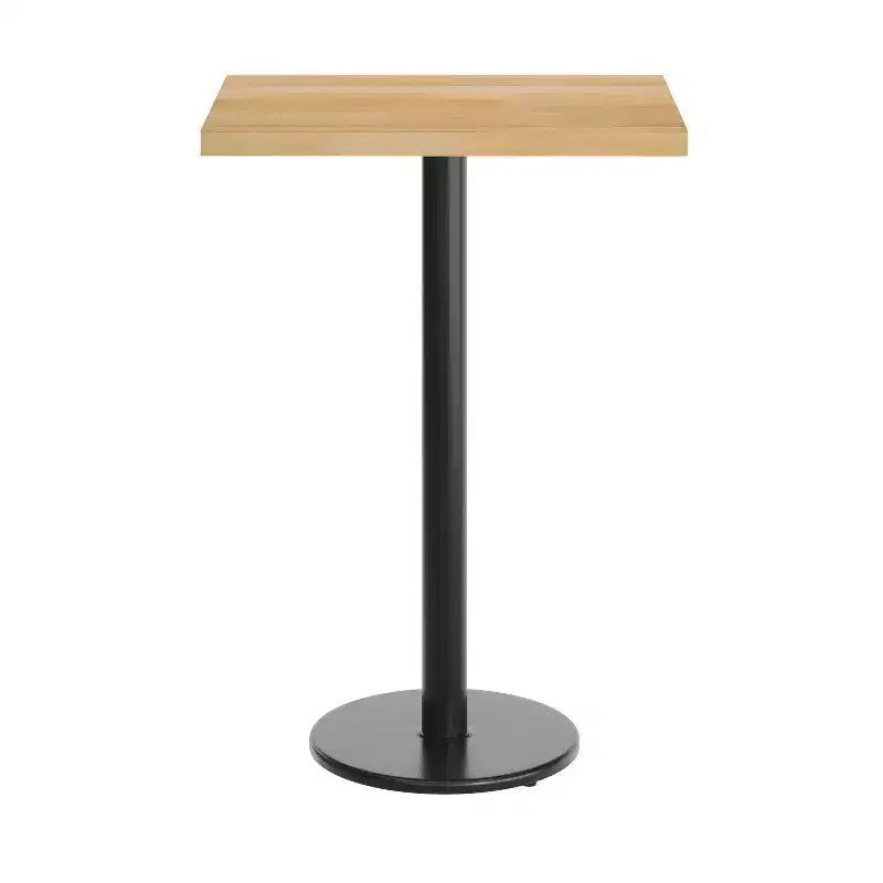 Table de salle à manger haute – Plateau marron foncé ou naturel / Base noire, 4 places