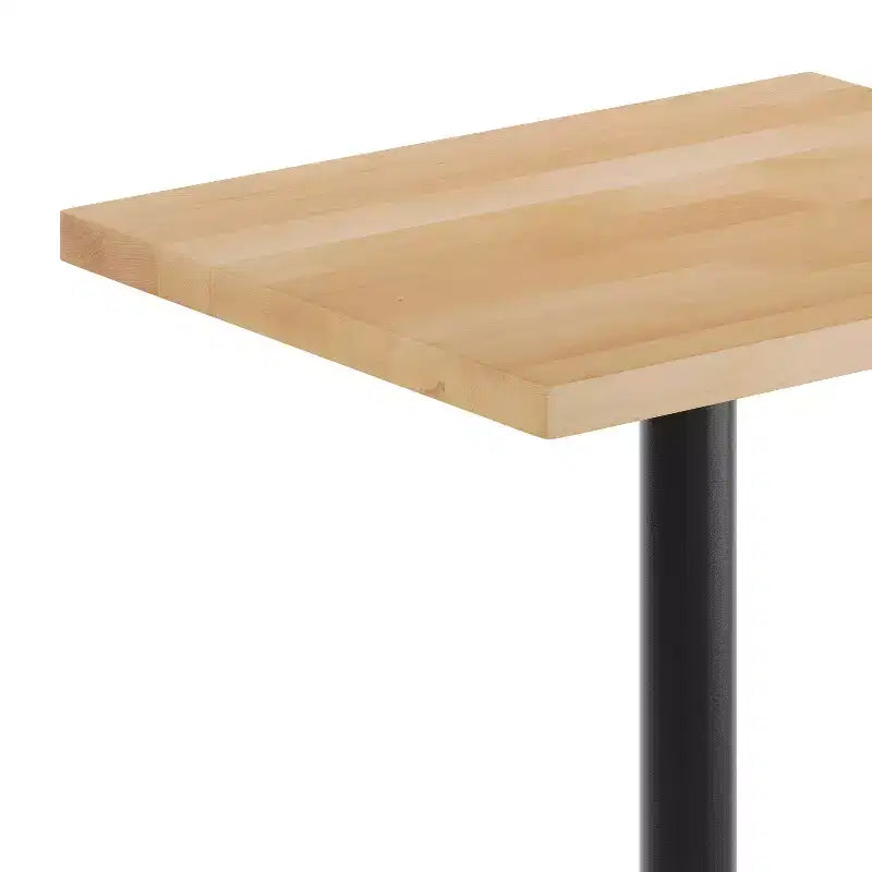 Table de salle à manger haute – Plateau marron foncé ou naturel / Base noire, 4 places