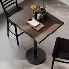 Table de salle à manger haute – Plateau marron foncé ou naturel / Base noire, 4 places