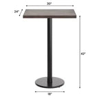 Table de salle à manger haute – Plateau marron foncé ou naturel / Base noire, 4 places