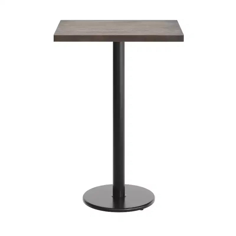 Table de salle à manger haute – Plateau marron foncé ou naturel / Base noire, 4 places