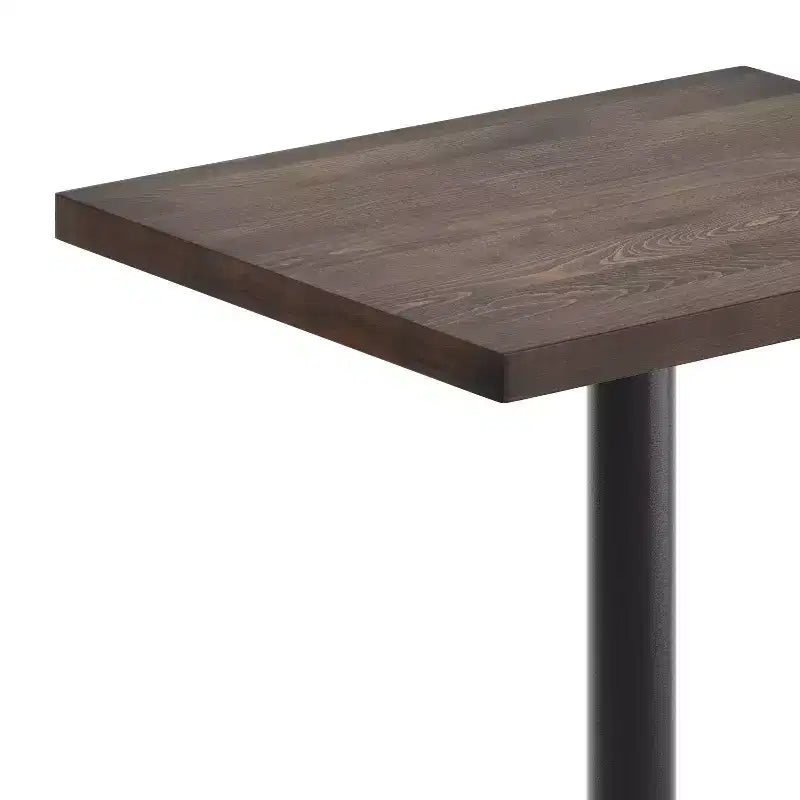Table de salle à manger haute – Plateau marron foncé ou naturel / Base noire, 4 places