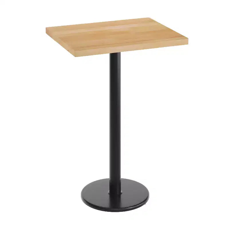 Table de salle à manger haute – Plateau marron foncé ou naturel / Base noire, 4 places