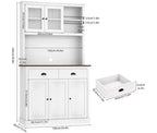 Meuble de cuisine autoportant gris et blanc, 180 cm, 5 portes, 2 tiroirs