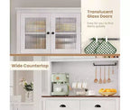 Meuble de cuisine autoportant gris et blanc, 180 cm, 5 portes, 2 tiroirs